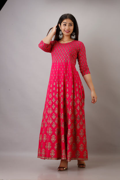 Jaipurite Pink Anarkali Party Wear And Wedding Long Dress