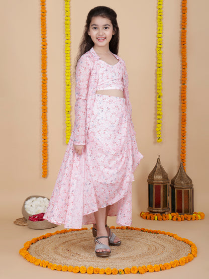 Girls Designer Skirt and Top with Shrug Set