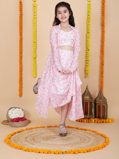 Girls Designer Skirt and Top with Shrug Set