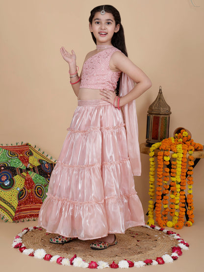Girls Embroidered Lehenga Choli Set with Dupatta