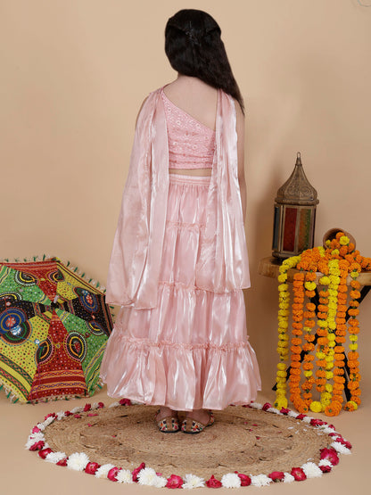 Girls Embroidered Lehenga Choli Set with Dupatta