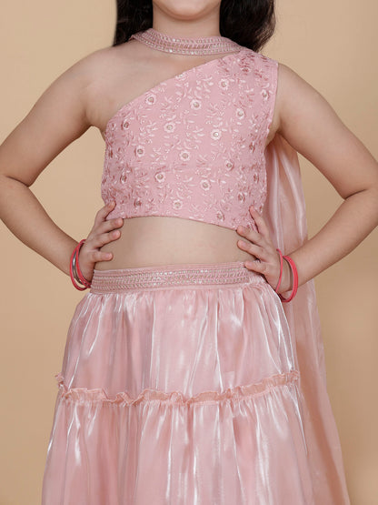 Girls Embroidered Lehenga Choli Set with Dupatta