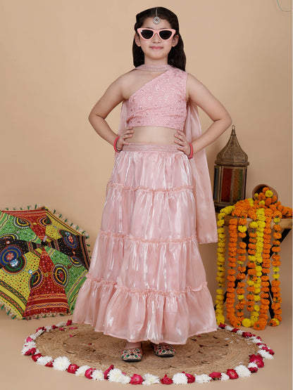 Girls Embroidered Lehenga Choli Set with Dupatta