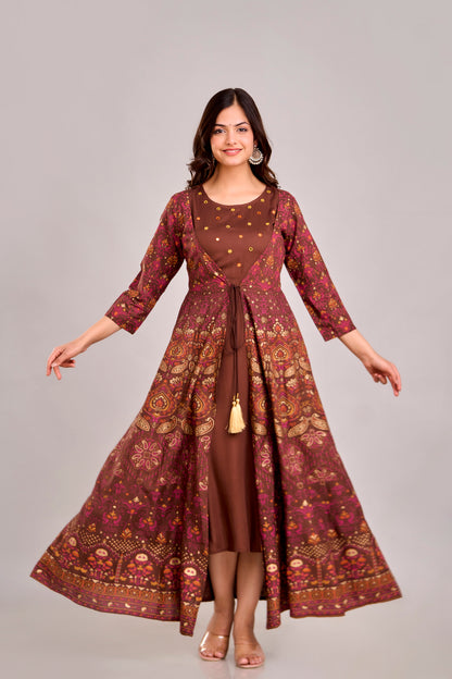 Jaipurite Emroidered  Shrug Jacket Anarkali Kurta