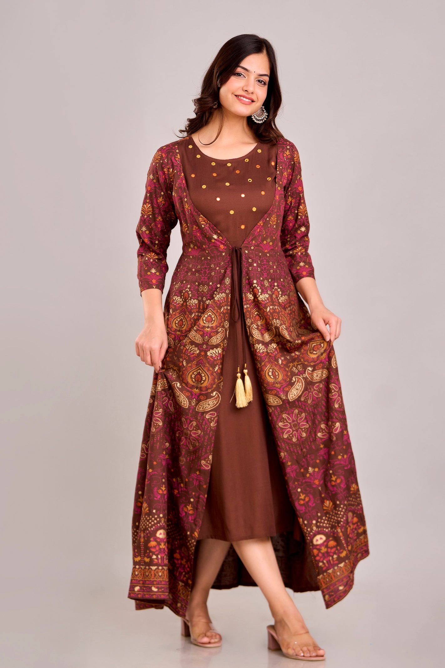 Jaipurite Emroidered  Shrug Jacket Anarkali Kurta