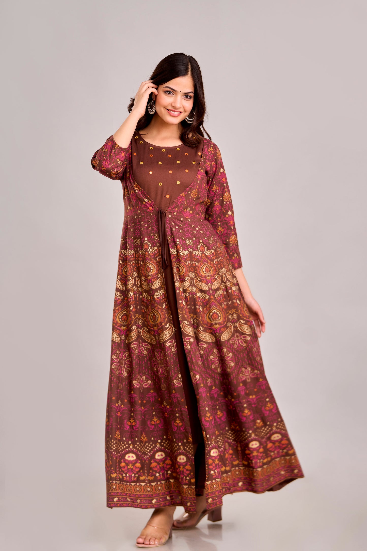 Jaipurite Emroidered  Shrug Jacket Anarkali Kurta