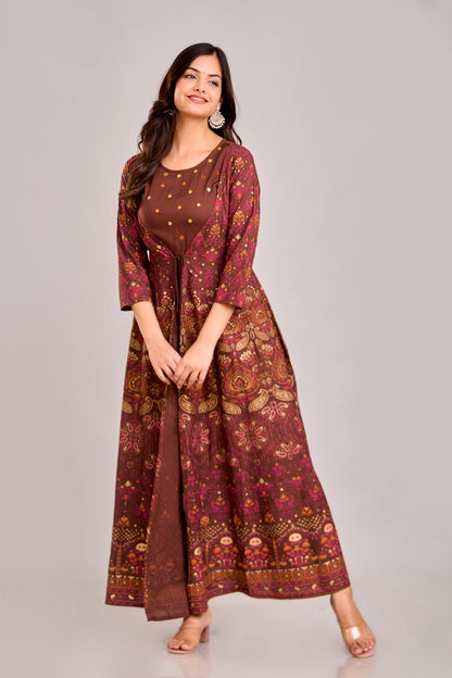 Jaipurite Emroidered  Shrug Jacket Anarkali Kurta