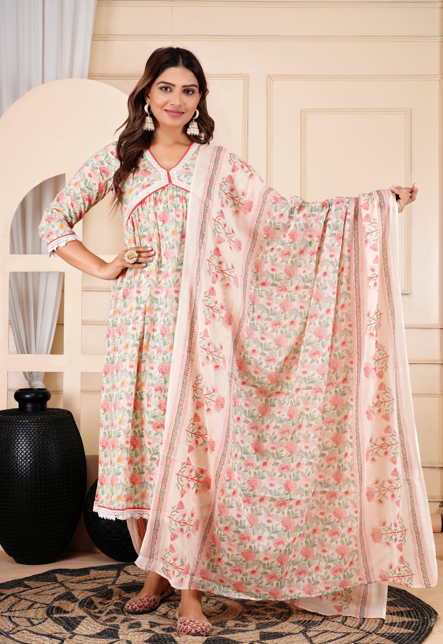 Pure Cotton Aliya Cut Dupatta Suit Set