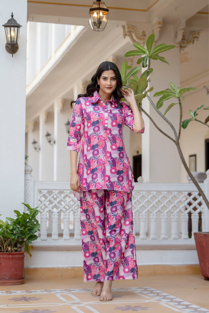 Jaipurite Heigh-low Co-ord Set With rolled-up sleeves