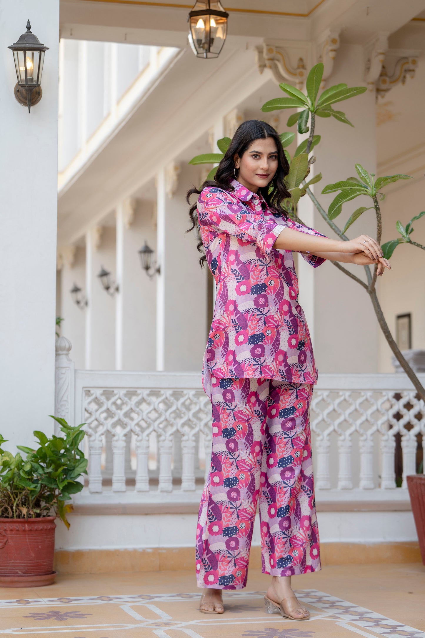 Jaipurite Heigh-low Co-ord Set With rolled-up sleeves