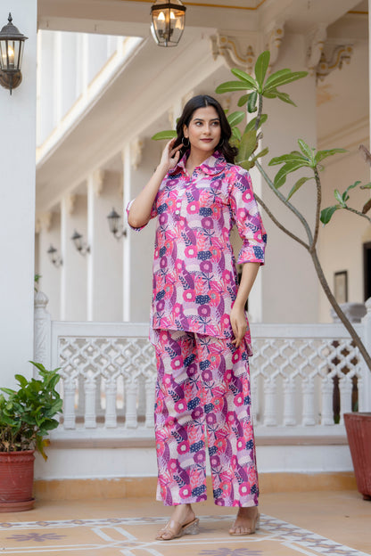 Jaipurite Heigh-low Co-ord Set With rolled-up sleeves