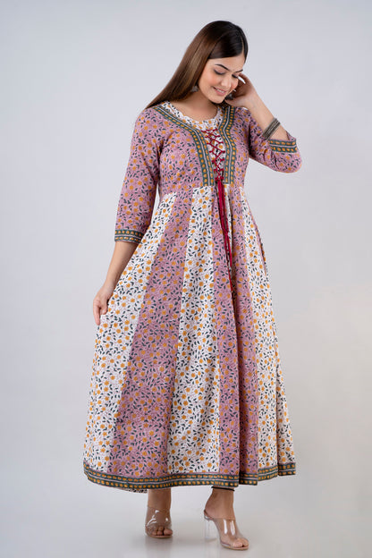 Jaipurite Multicolor Anarkali Tie up Long Wedding Dress