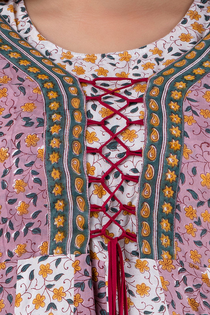 Jaipurite Multicolor Anarkali Tie up Long Wedding Dress