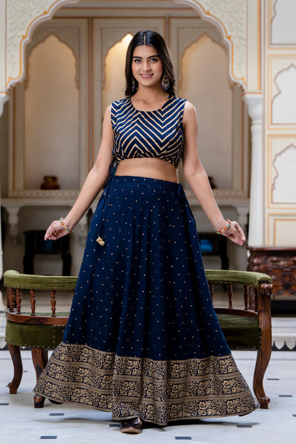 Jaipurite Printed Top & Skirt with Shrug