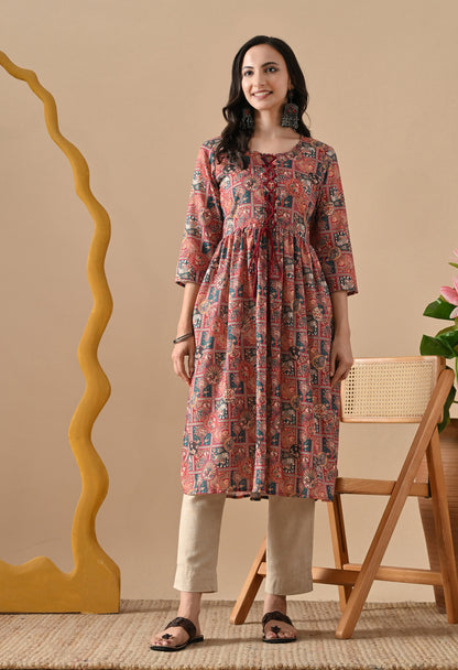Flared Patchwork Kurta for Womens