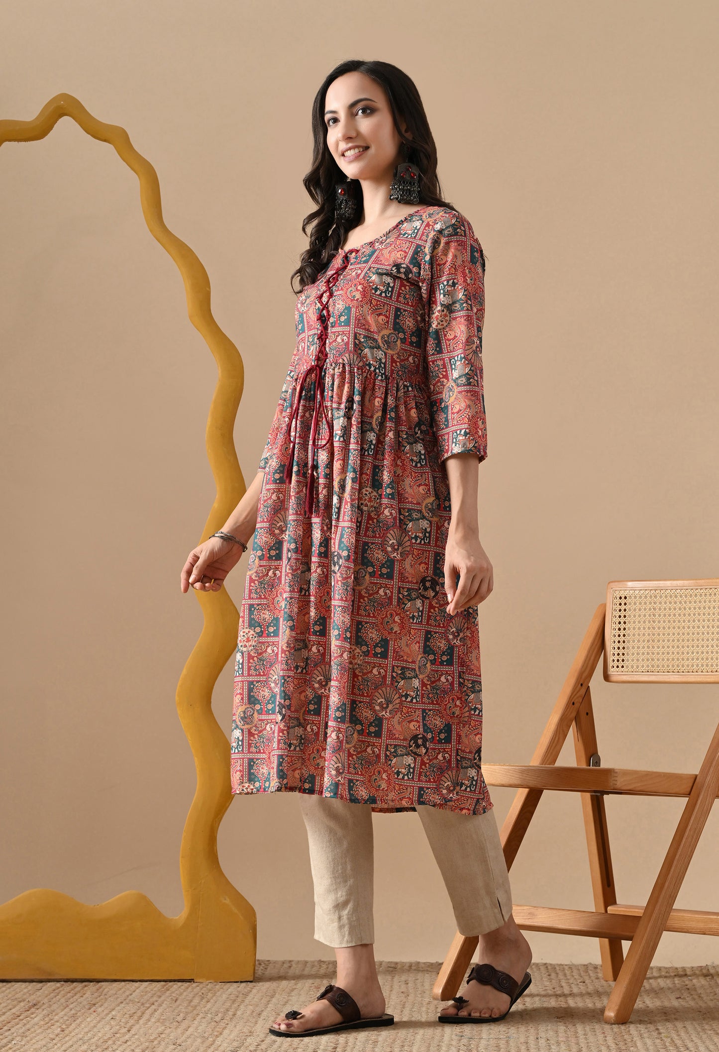 Flared Patchwork Kurta for Womens