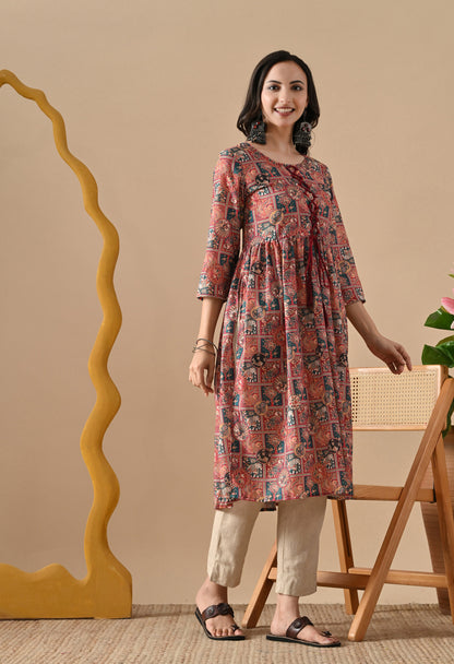 Flared Patchwork Kurta for Womens