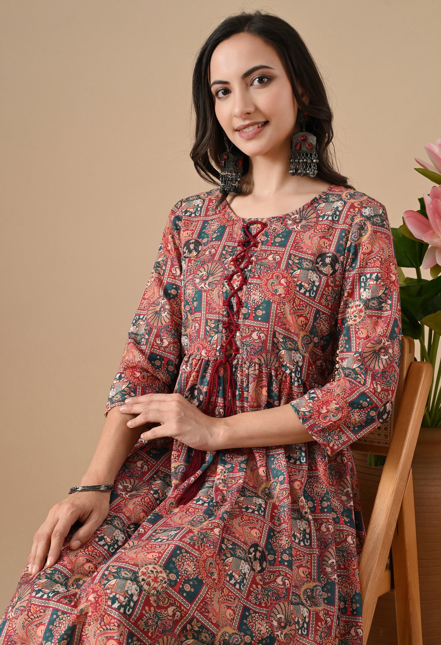 Flared Patchwork Kurta for Womens