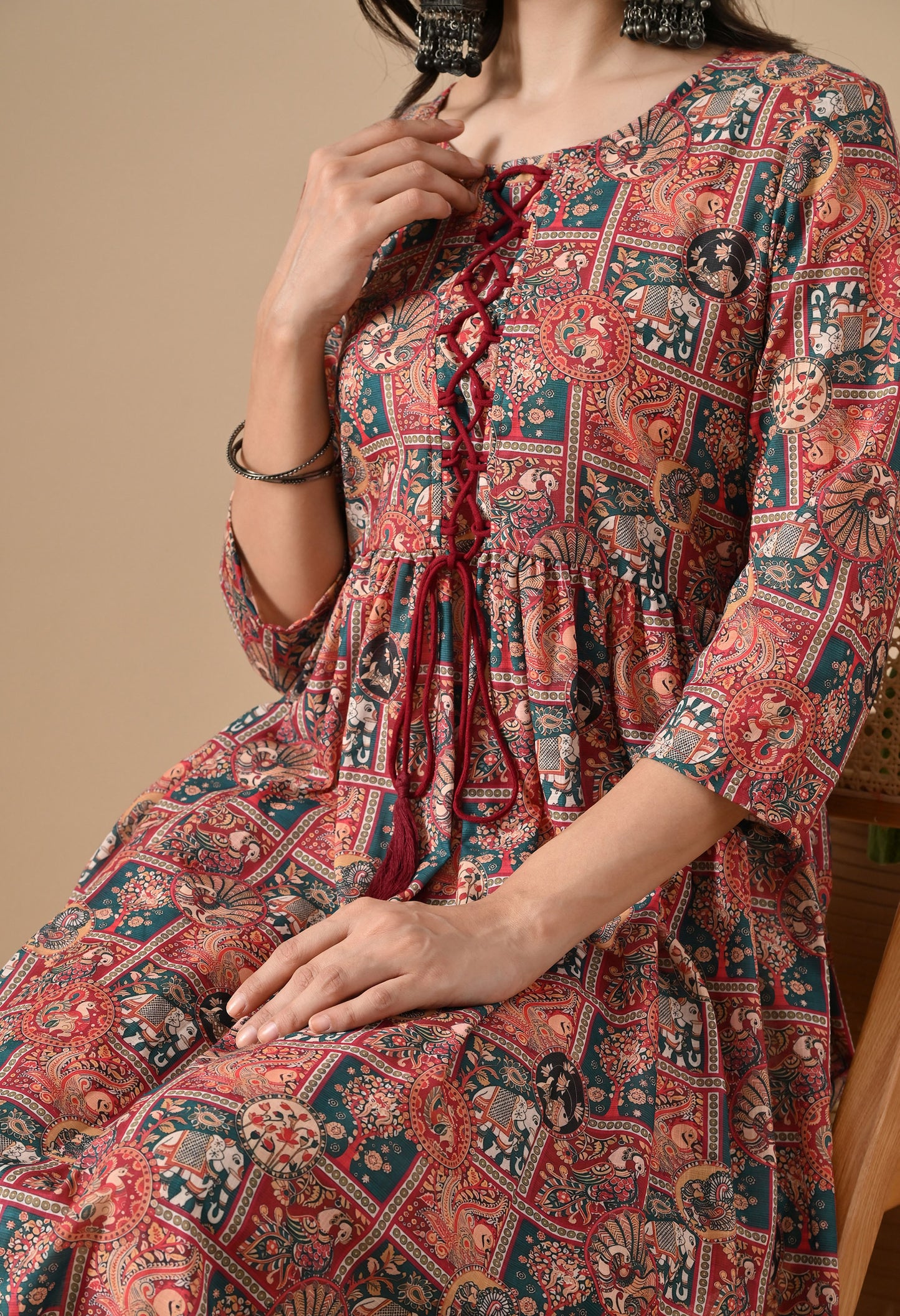Flared Patchwork Kurta for Womens