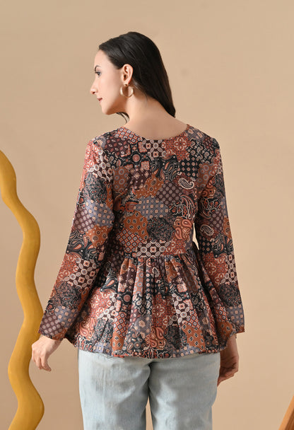 Patchwork Flared Kurta for Girls