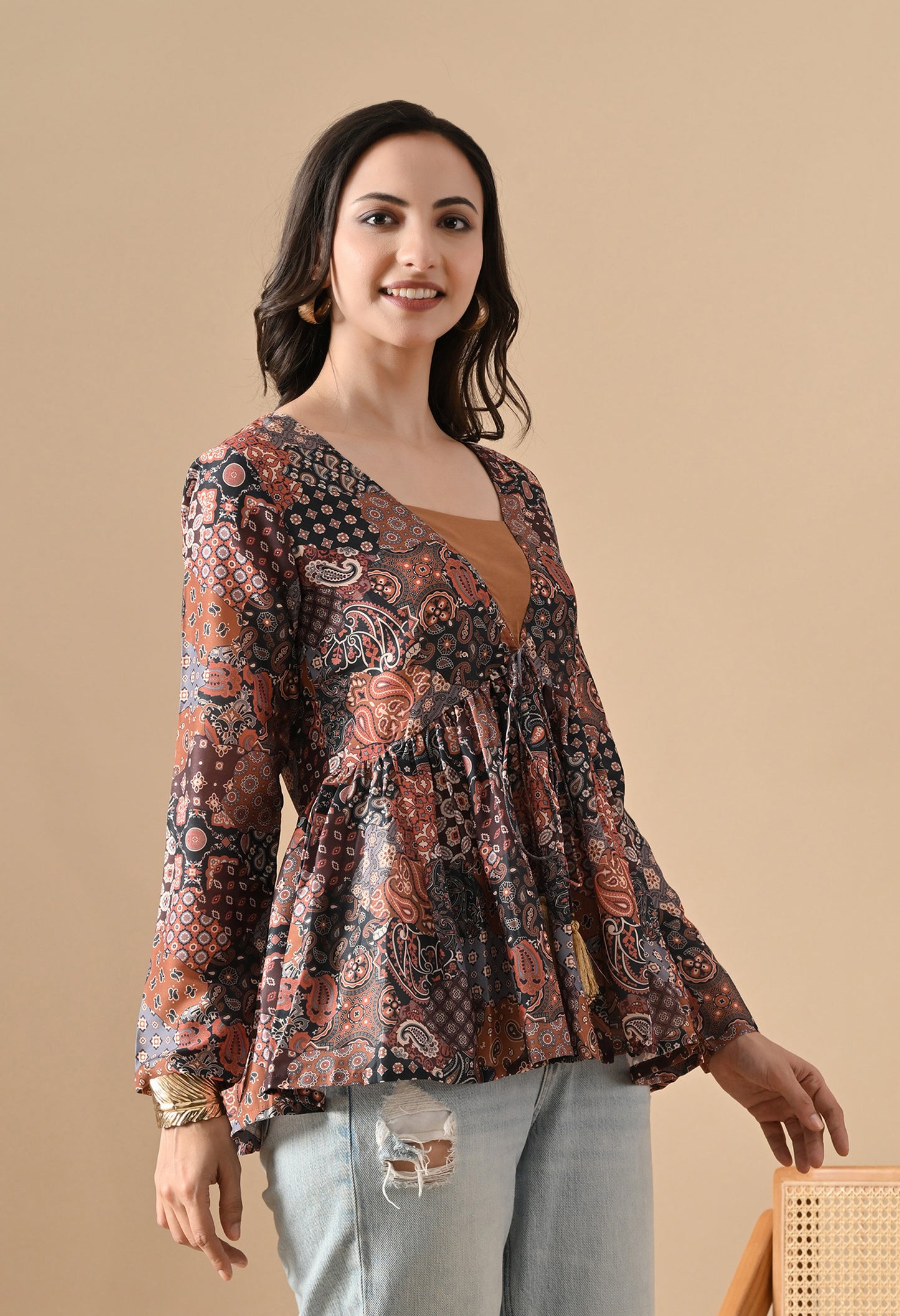 Patchwork Flared Kurta for Girls