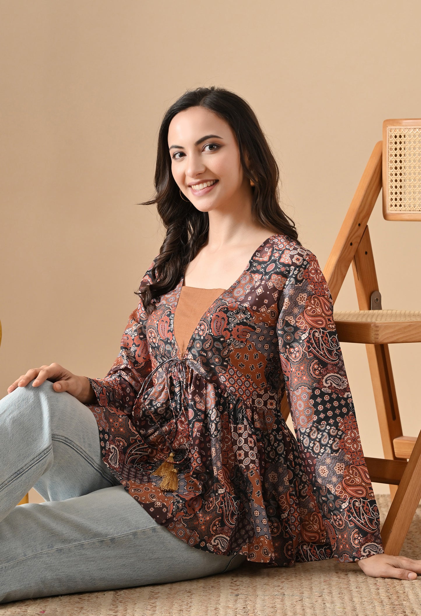 Patchwork Flared Kurta for Girls
