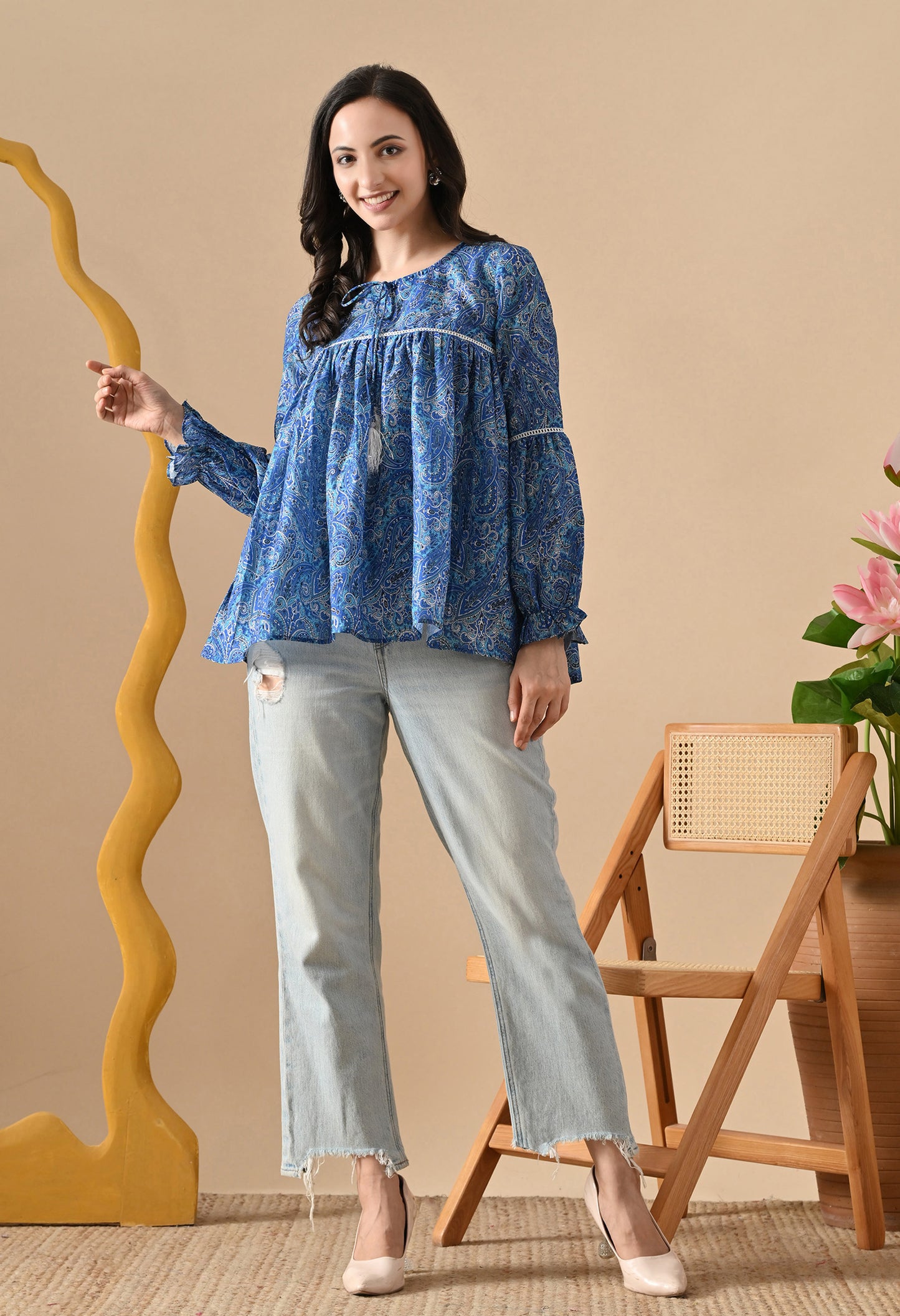 Indigo Flared Short Kurta Tunics for Girls