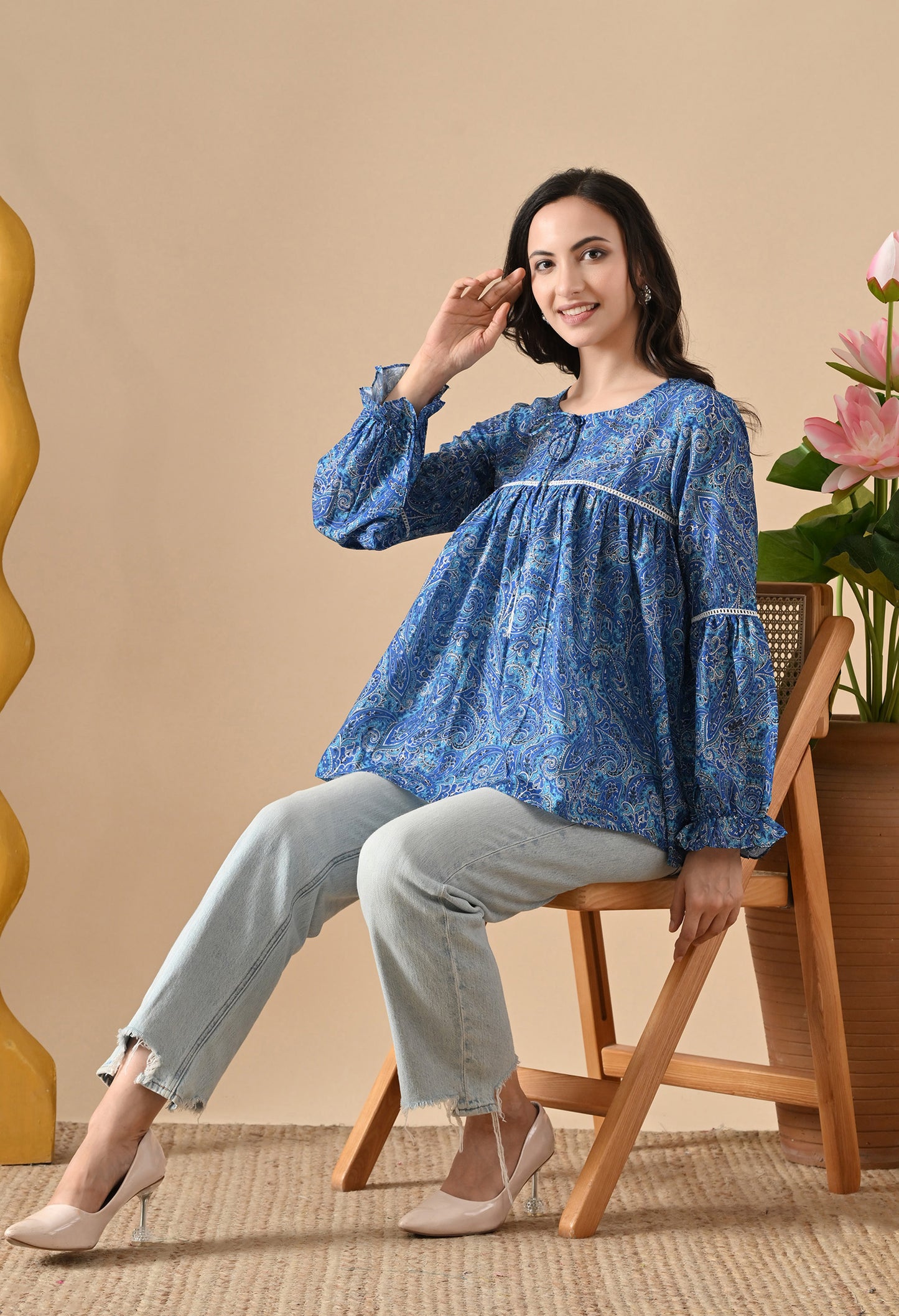 Indigo Flared Short Kurta Tunics for Girls