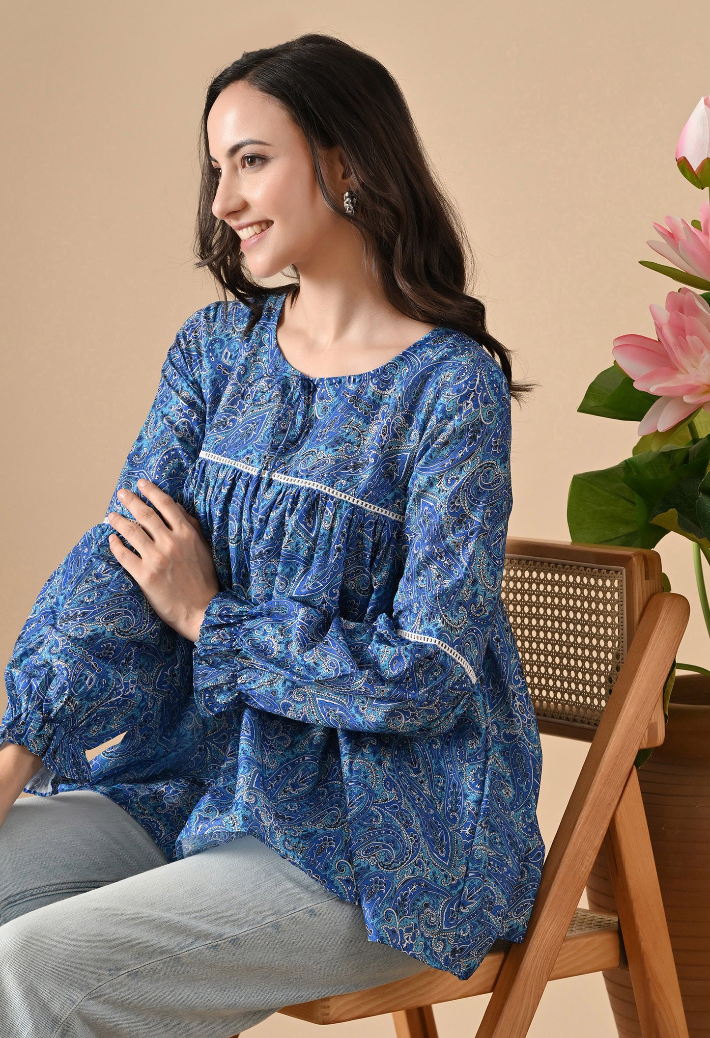 Indigo Flared Short Kurta Tunics for Girls
