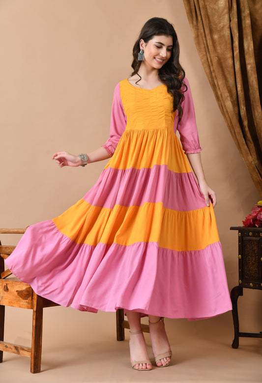 Jaipurite Women Solid Viscose Rayon Anarkali Kurta