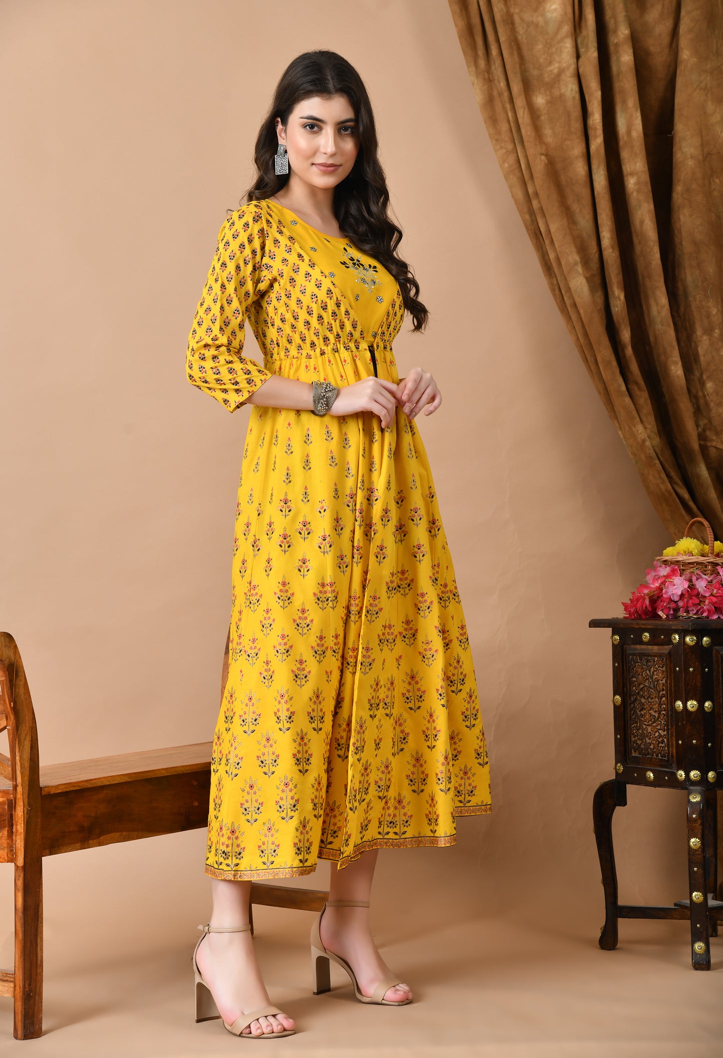 Jaipurite Embroidered Anarkali Dress in Rayon