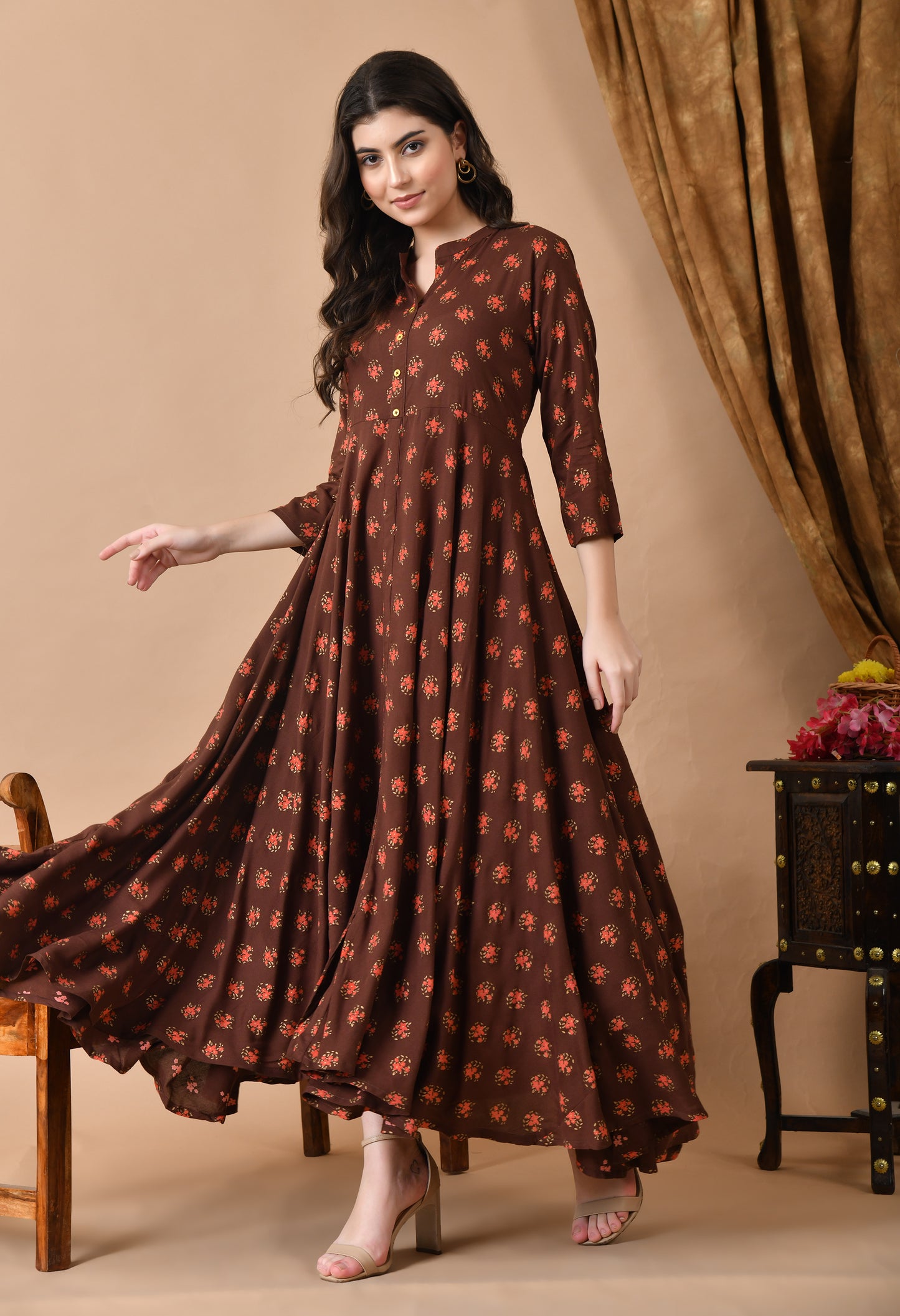 Jaipurite Women Solid Viscose Rayon Anarkali Kurta