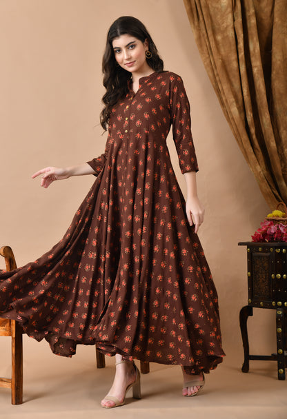 Jaipurite Women Solid Viscose Rayon Anarkali Kurta