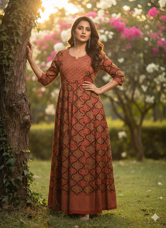 Embroidered Cotton Anarkali Kurta