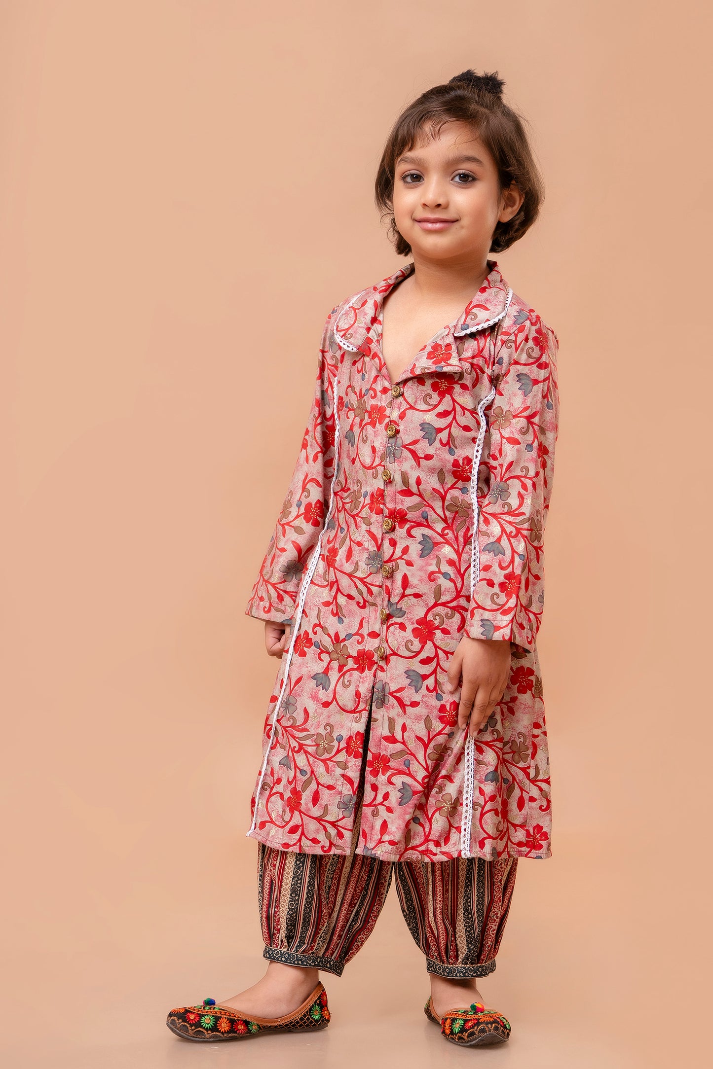 Girls Kids Wedding Kurta and Afghani Set