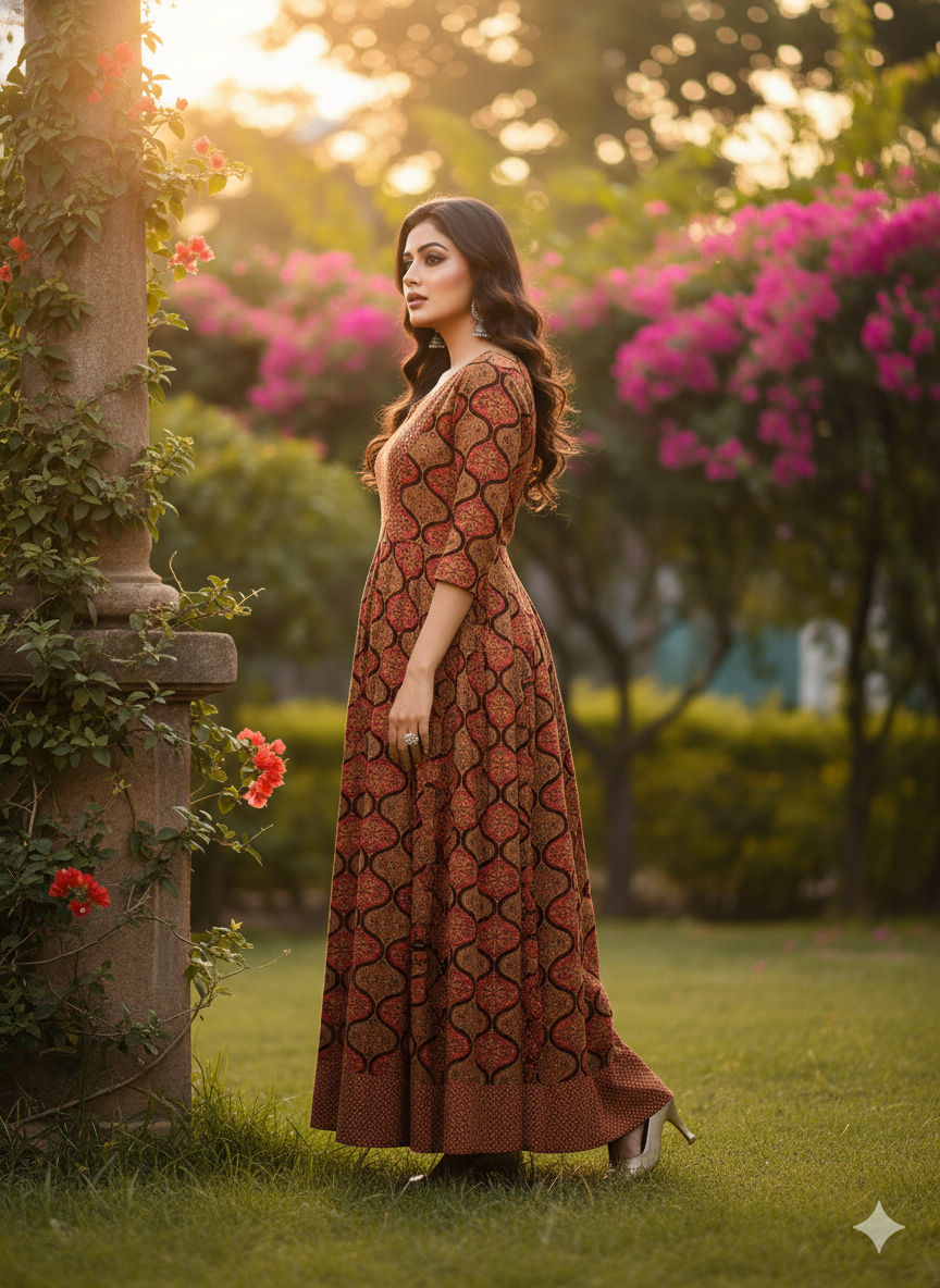 Embroidered Cotton Anarkali Kurta