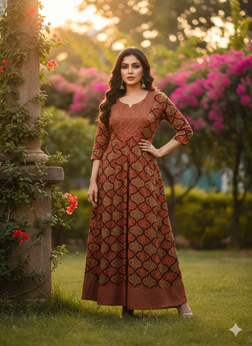 Embroidered Cotton Anarkali Kurta