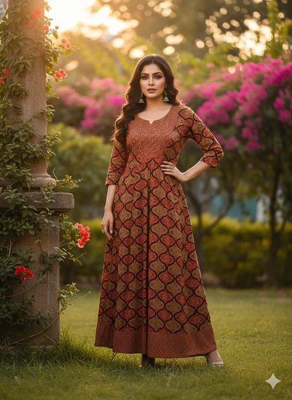 Embroidered Cotton Anarkali Kurta