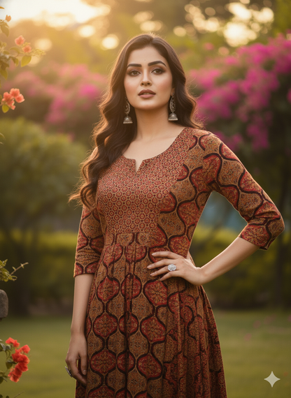 Embroidered Cotton Anarkali Kurta