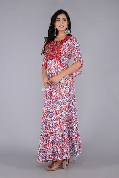 Jaipurite Designer Party and wedding wear embroidered Long Kurta