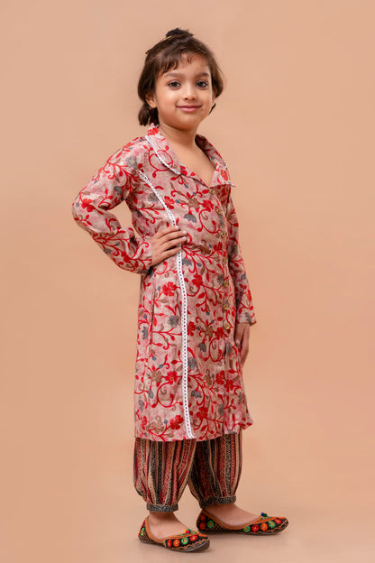 Girls Kids Wedding Kurta and Afghani Set