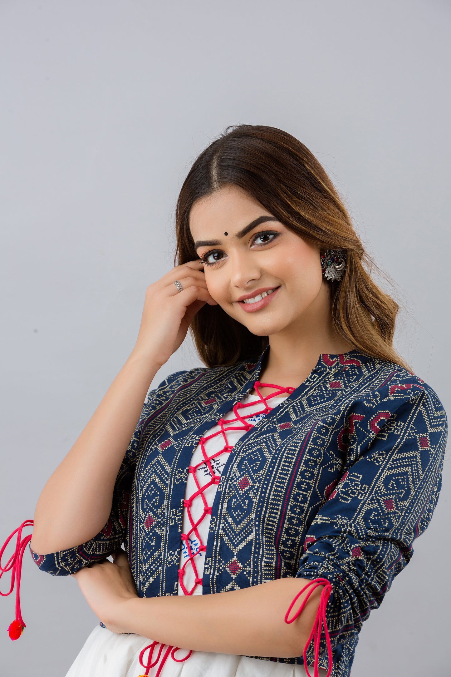 Jaipurite Cotton Printed Jacketed Anarkali Kurta