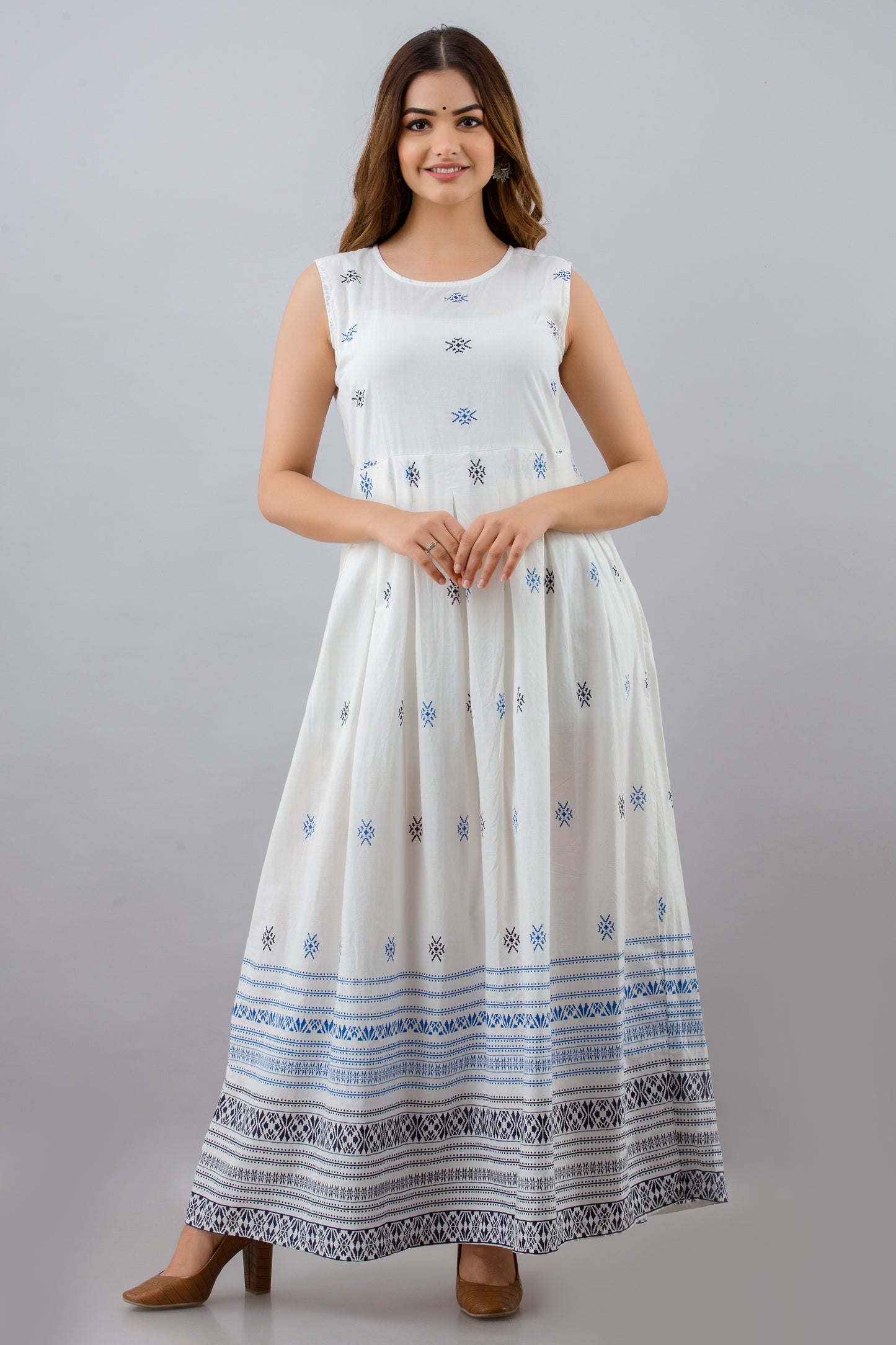 Jaipurite Cotton Printed Jacketed Anarkali Kurta